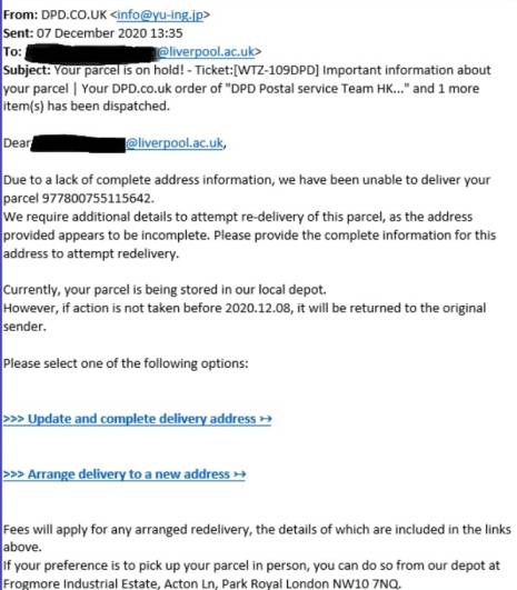 DPD scam email