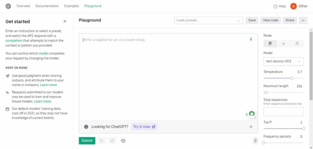 Openai Playground Chatgpt alternative